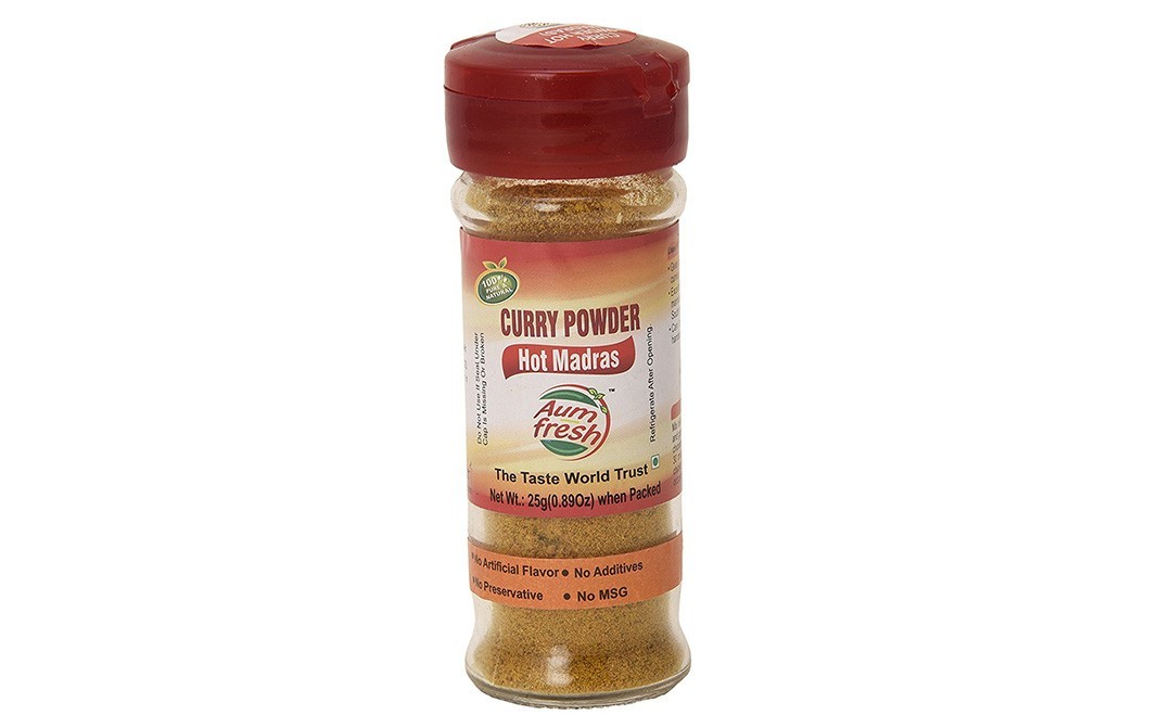 Aum Fresh Curry Powder Hot Madras    Glass Bottle  25 grams